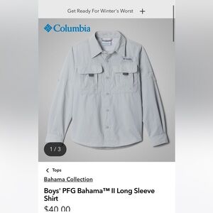 Columbia Boys' Bahama II Long Sleeve Shirt - Light Gray